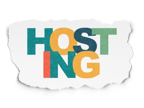 Web development concept: Hosting on Torn Paper background Stock Illustration