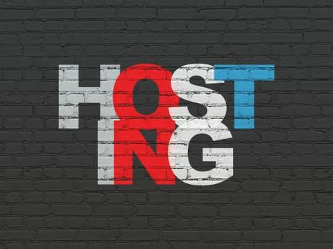 Web development concept: Hosting on wall background Stockillustratie