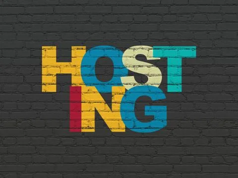 Web development concept: Hosting on wall background Stock-Illustration