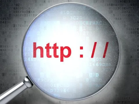 Web development concept: Http : / / with optical glass Illustrazione stock