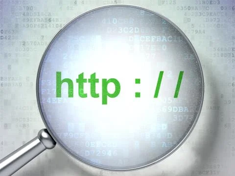 Web development concept: Http : / / with optical glass Stock-Illustration