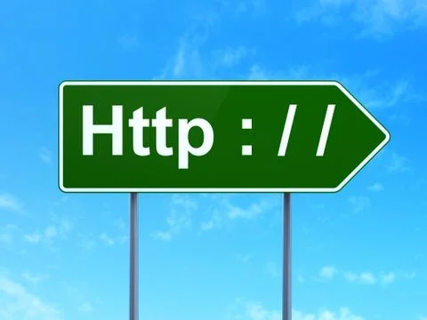 Web development concept: Http : / / on road sign background Stock-Illustration