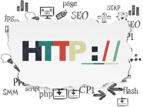 Web development concept: Http : / / on Torn Paper background Stock-Illustration