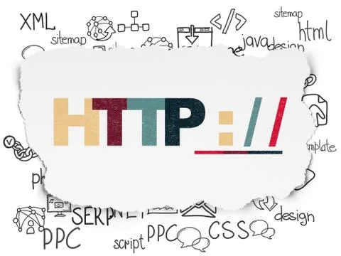 Web development concept: Http : / / on Torn Paper background Stock-Illustration