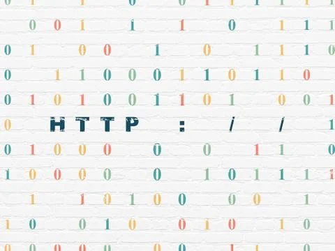 Web development concept: Http : / / on wall background イラスト素材