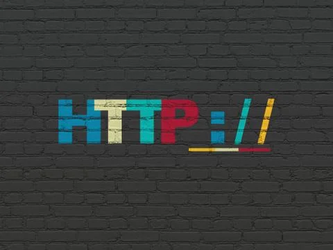Web development concept: Http : / / on wall background 库存插图