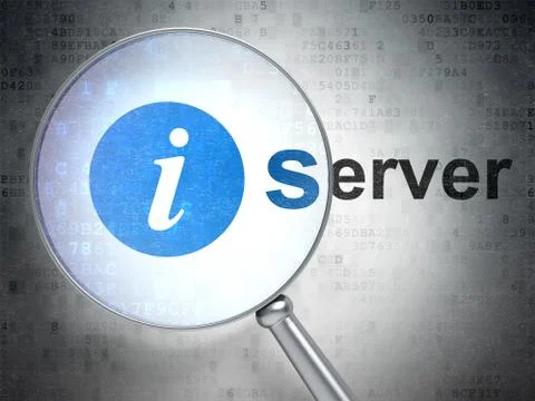 Web development concept: Information and Server with optical glass Stock Illustration
