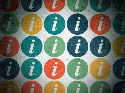 Web development concept: Information icons on Digital Paper background Illustrazione stock