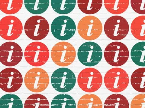 Web development concept: Information icons on wall background Stock Illustration