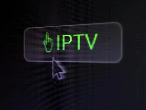 Web development concept: IPTV and Mouse Cursor on digital button background イラスト素材