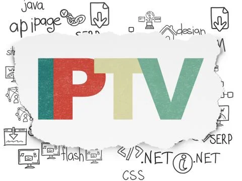 Web development concept: IPTV on Torn Paper background 库存插图