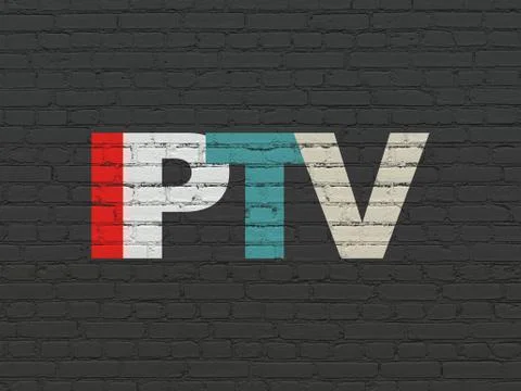 Web development concept: IPTV on wall background Stock Illustration