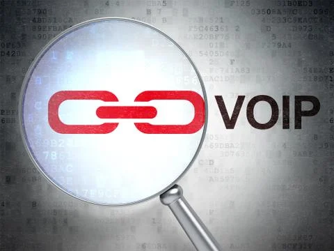 Web development concept: Link and VOIP with optical glass Illustrazione stock