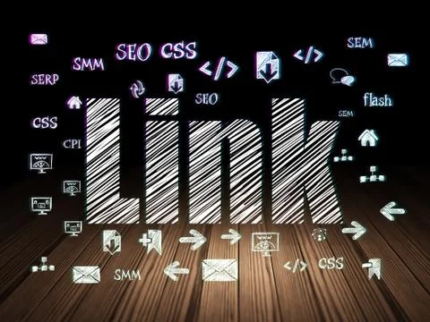 Web development concept: Link in grunge dark room Stockillustratie