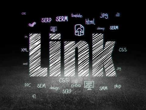 Web development concept: Link in grunge dark room イラスト素材