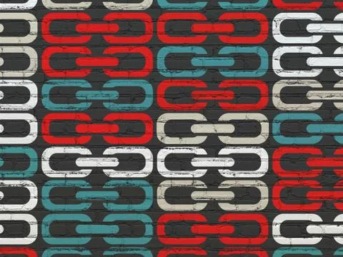 Web development concept: Link icons on wall background Stock Illustration