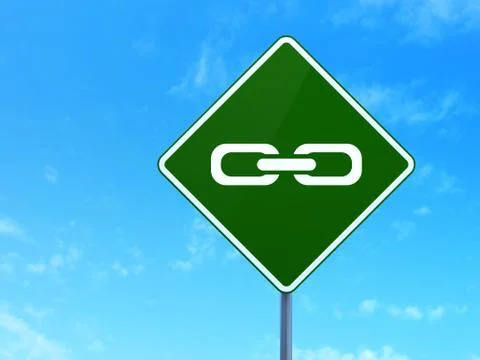Web development concept: Link on road sign background Illustrazione stock