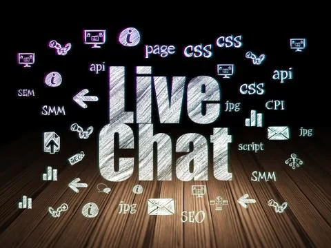 Web development concept: Live Chat in grunge dark room イラスト素材