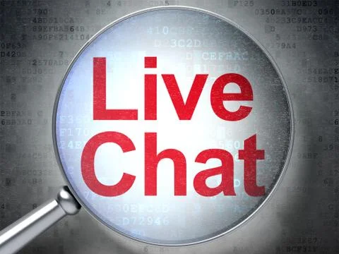 Web development concept: Live Chat with optical glass Stock Illustration