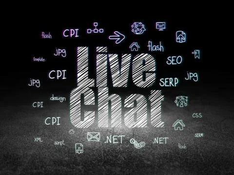 Web development concept: Live Chat in grunge dark room Stockillustratie