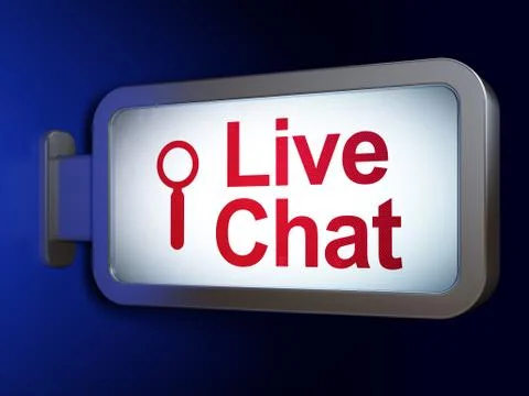 Web development concept: Live Chat and Search on billboard background イラスト素材