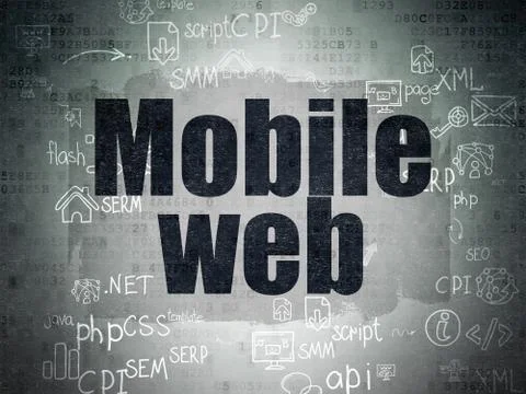 Web development concept: Mobile Web on Digital Paper background Stock Illustration