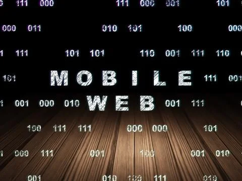 Web development concept: Mobile Web in grunge dark room 스톡 일러스트