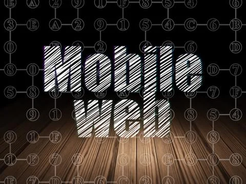 Web development concept: Mobile Web in grunge dark room Stockillustratie