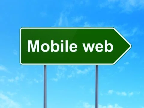 Web development concept: Mobile Web on road sign background イラスト素材