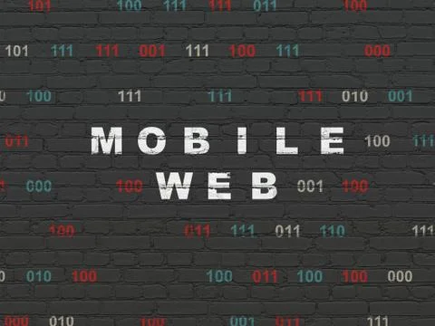 Web development concept: Mobile Web on wall background Stock Illustration