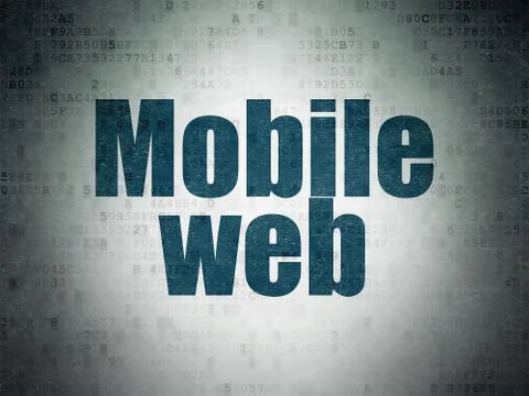 Web development concept: Mobile Web on Digital Data Paper background 库存插图