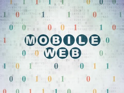 Web development concept: Mobile Web on Digital Data Paper background 库存插图
