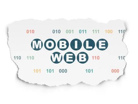 Web development concept: Mobile Web on Torn Paper background 库存插图