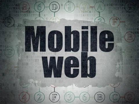 Web development concept: Mobile Web on Digital Data Paper background 库存插图
