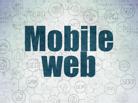 Web development concept: Mobile Web on Digital Data Paper background Illustrazione stock