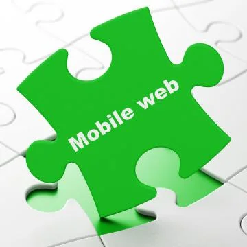 Web development concept: Mobile Web on puzzle background イラスト素材