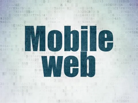 Web development concept: Mobile Web on Digital Data Paper background 库存插图
