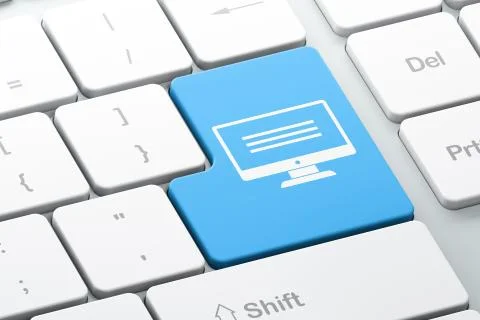 Web development concept: Monitor on computer keyboard background イラスト素材