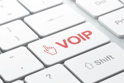Web development concept: Mouse Cursor and VOIP on computer keyboard background イラスト素材