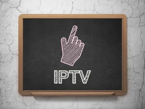 Web development concept: Mouse Cursor and IPTV on chalkboard background Stock Illustration