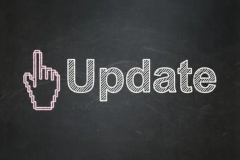 Web development concept: Mouse Cursor and Update on chalkboard background Illustrazione stock
