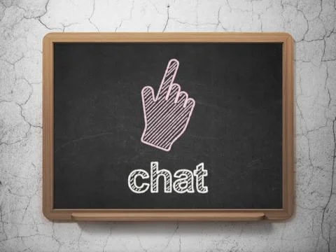 Web development concept: Mouse Cursor and Chat on chalkboard background Illustrazione stock