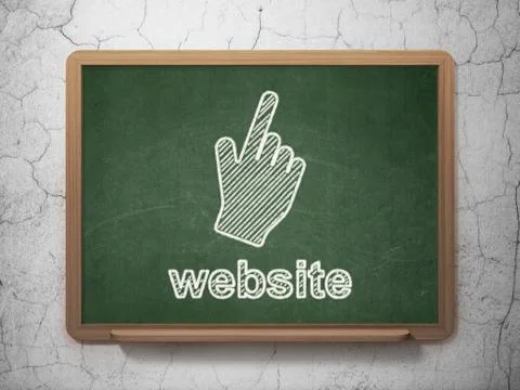 Web development concept: Mouse Cursor and Website on chalkboard background Stock Illustration