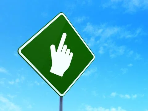 Web development concept: Mouse Cursor on road sign background Illustrazione stock
