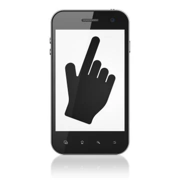 Web development concept: Mouse Cursor on smartphone Stock Illustration