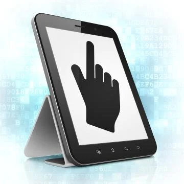 Web development concept: Mouse Cursor on tablet pc computer 스톡 일러스트