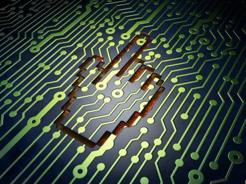 Web development concept: Mouse Cursor on circuit board 스톡 일러스트