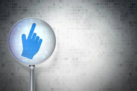 Web development concept: Mouse Cursor with glass on digital Stock Illustration
