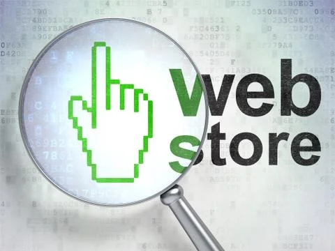 Web development concept: Mouse Cursor and Web Store with optical 스톡 일러스트