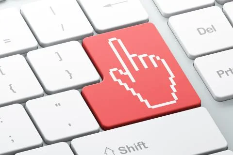 Web development concept: Mouse Cursor on computer keyboard backg Illustrazione stock